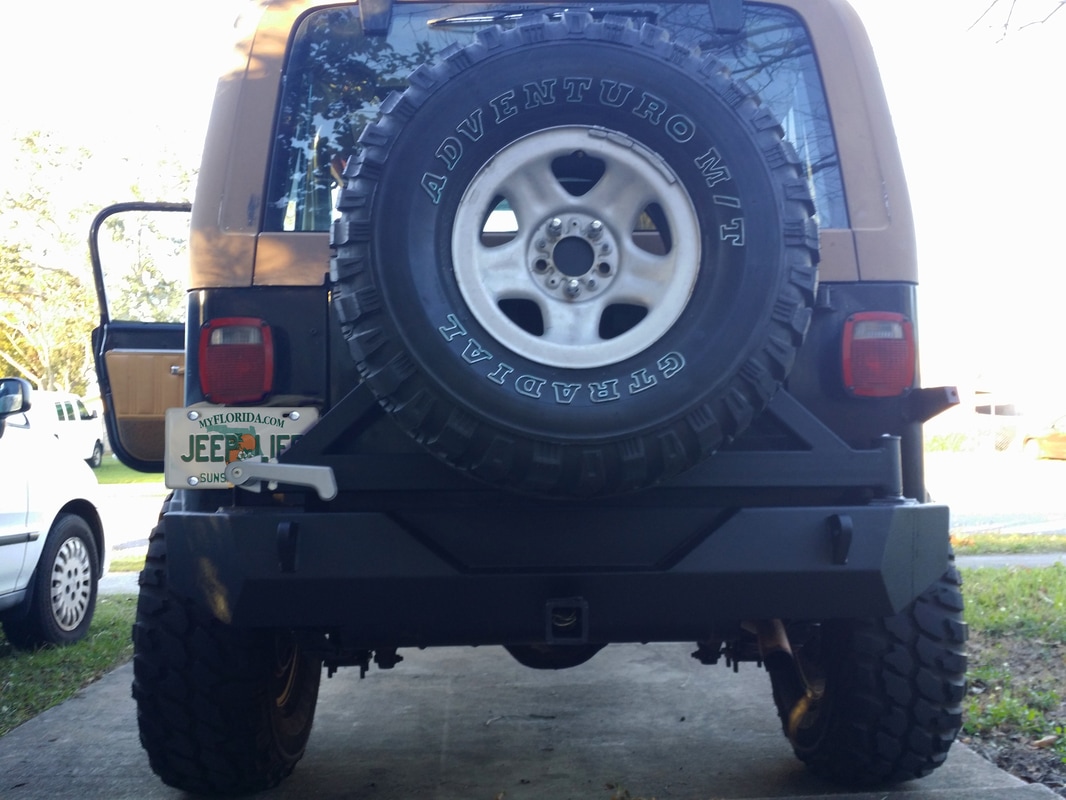 E-Autogrilles Jeep Wrangler TJ/YJ Off Road Rear Bumper with Tire Carrier  Swing Review and install. - FLORIDAJEEPRIDES / 1995WRANGLER